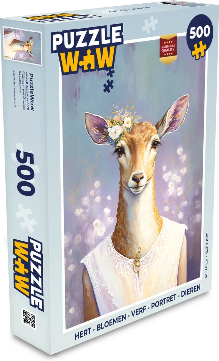 PuzzleWow Hert Bloemen Dieren Legpuzzel 500 Stuks