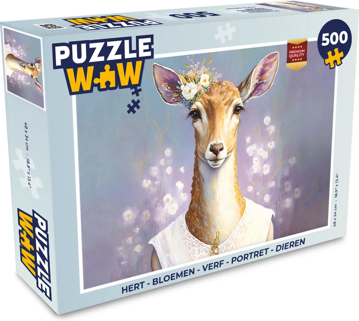 PuzzleWow Hert Bloemen Dieren Legpuzzel 500 Stuks - Multicolor