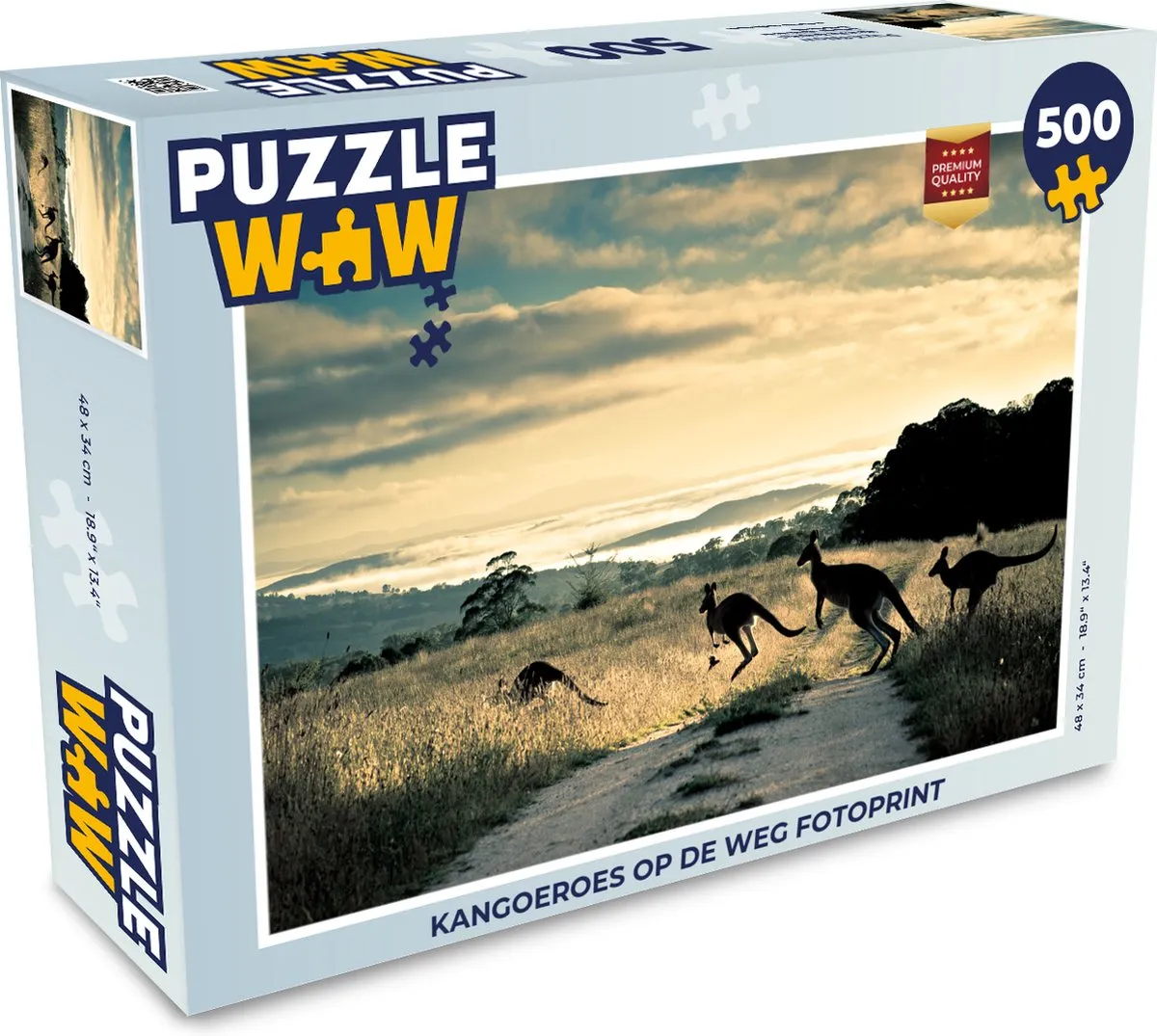 PuzzleWow Legpuzzel Kangoeroes op de weg 500 Stuks