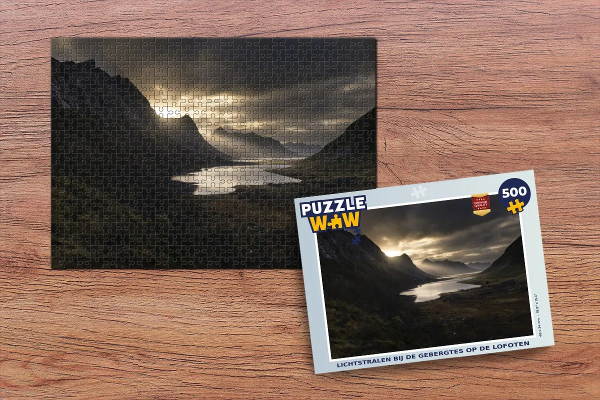 PuzzleWow Legpuzzel Lichtstralen Lofoten 500 Stuks - Multicolor