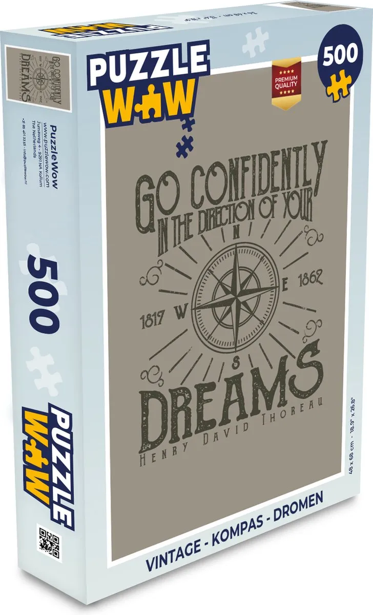 PuzzleWow Vintage Kompas Dromen Legpuzzel 500 Stuks