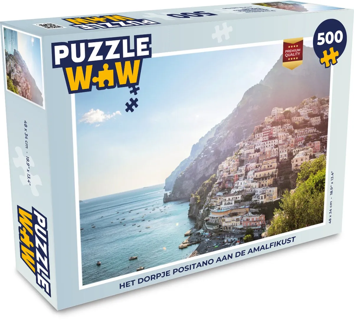 PuzzleWow Het dorpje Positano Legpuzzel 500 Stuks - Multicolor