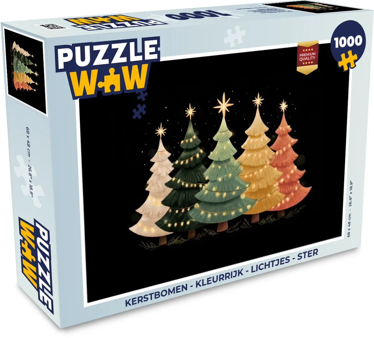 PuzzleWow Kerstboom Puzzle 1000 Stuks - Kleurrijk met Lichtjes en Ster