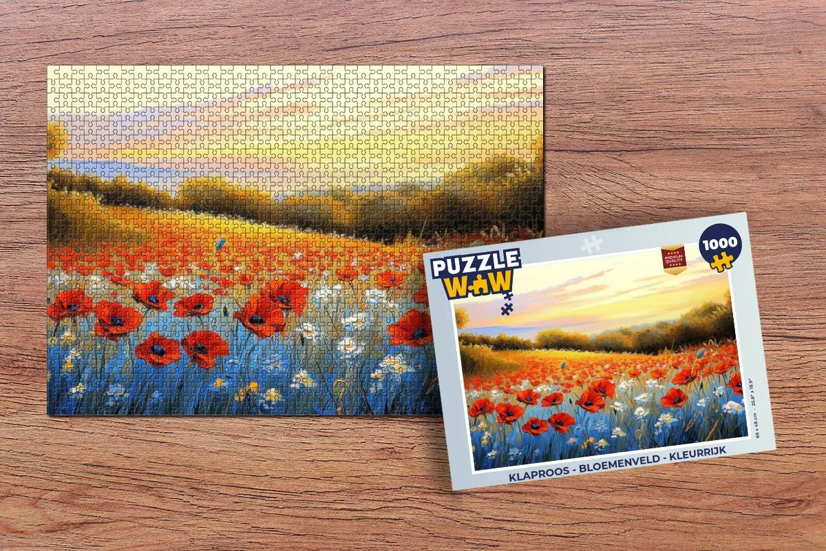 PuzzleWow Legpuzzel Klaprozen Bloemenveld 1000 Stuks