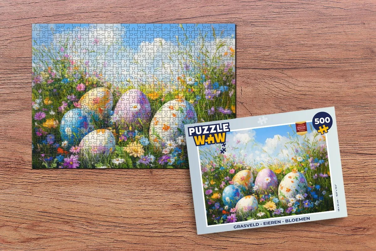 PuzzleWow Grasveld Legpuzzel 500 Stuks - Bloemen/Eieren