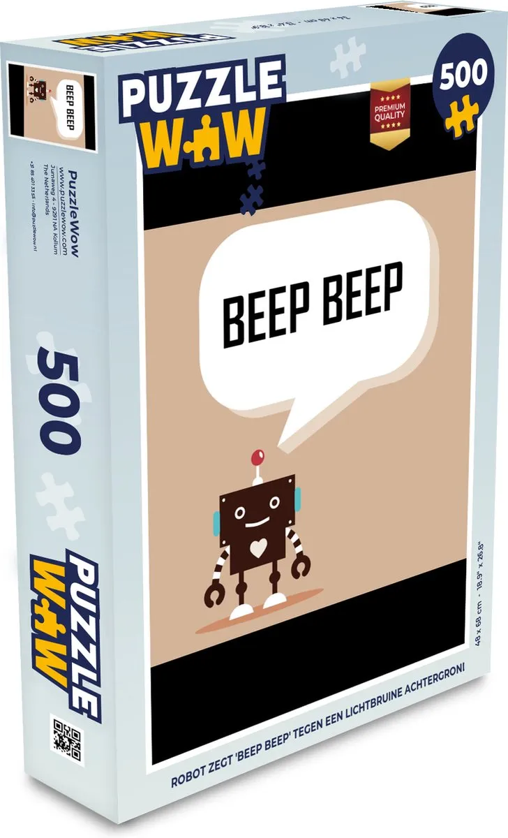 PuzzleWow Beep Beep Robot Legpuzzel 500 Stuks - Multicolor