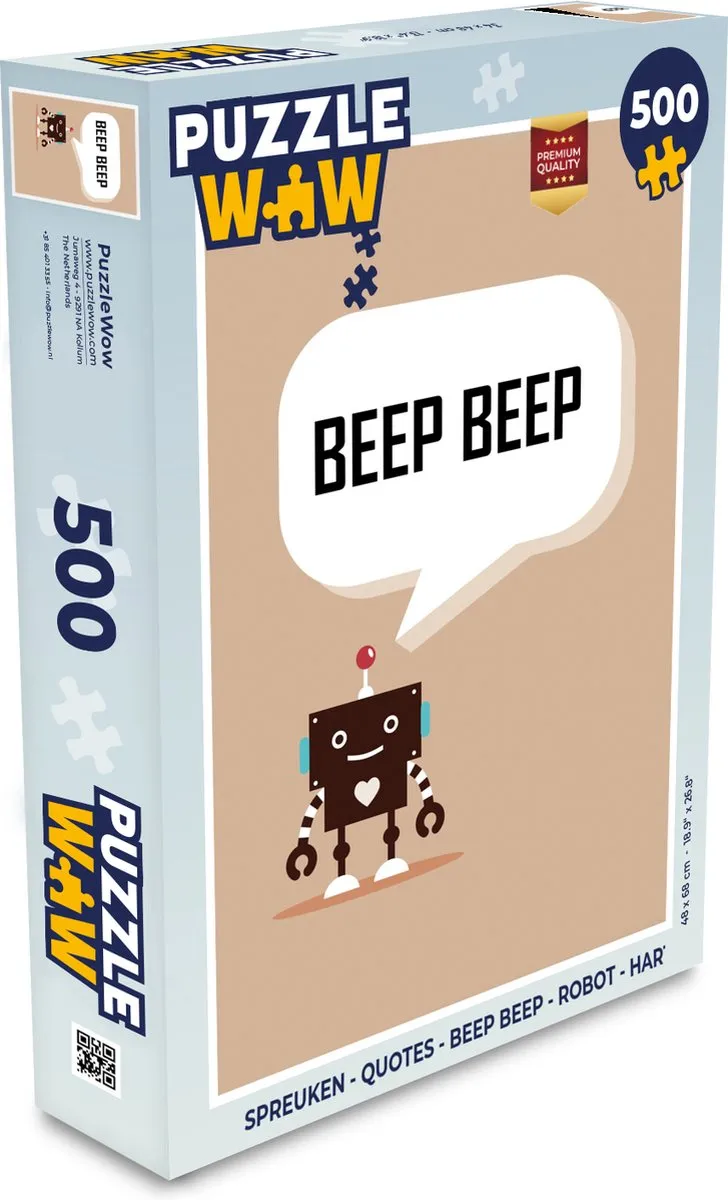 PuzzleWow Beep Beep Robot Legpuzzel 500 Stuks - Multicolor