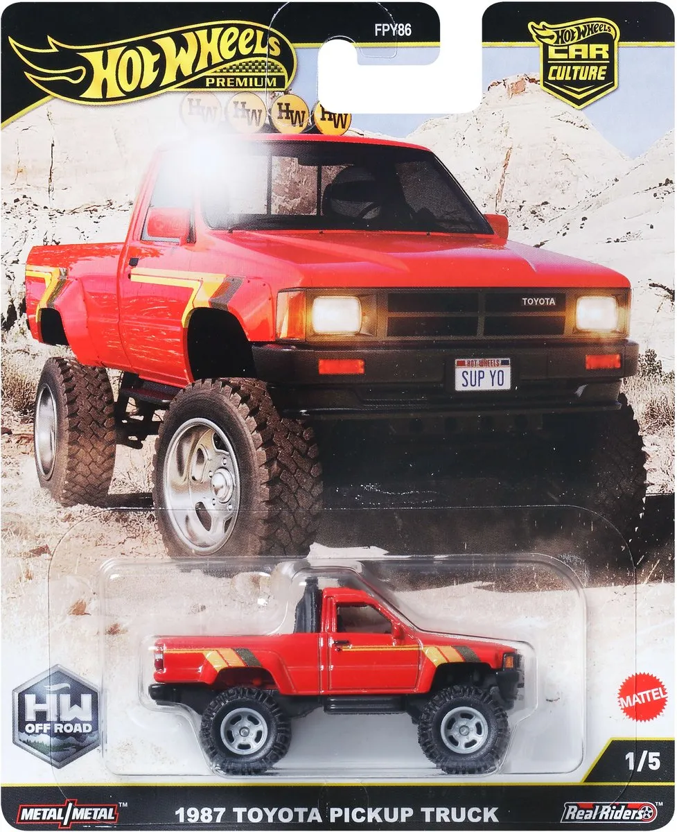 Hot Wheels Car Culture HW Off-Road 1987 Toyota Pickup Truck JBK73 - Zwart/Rood