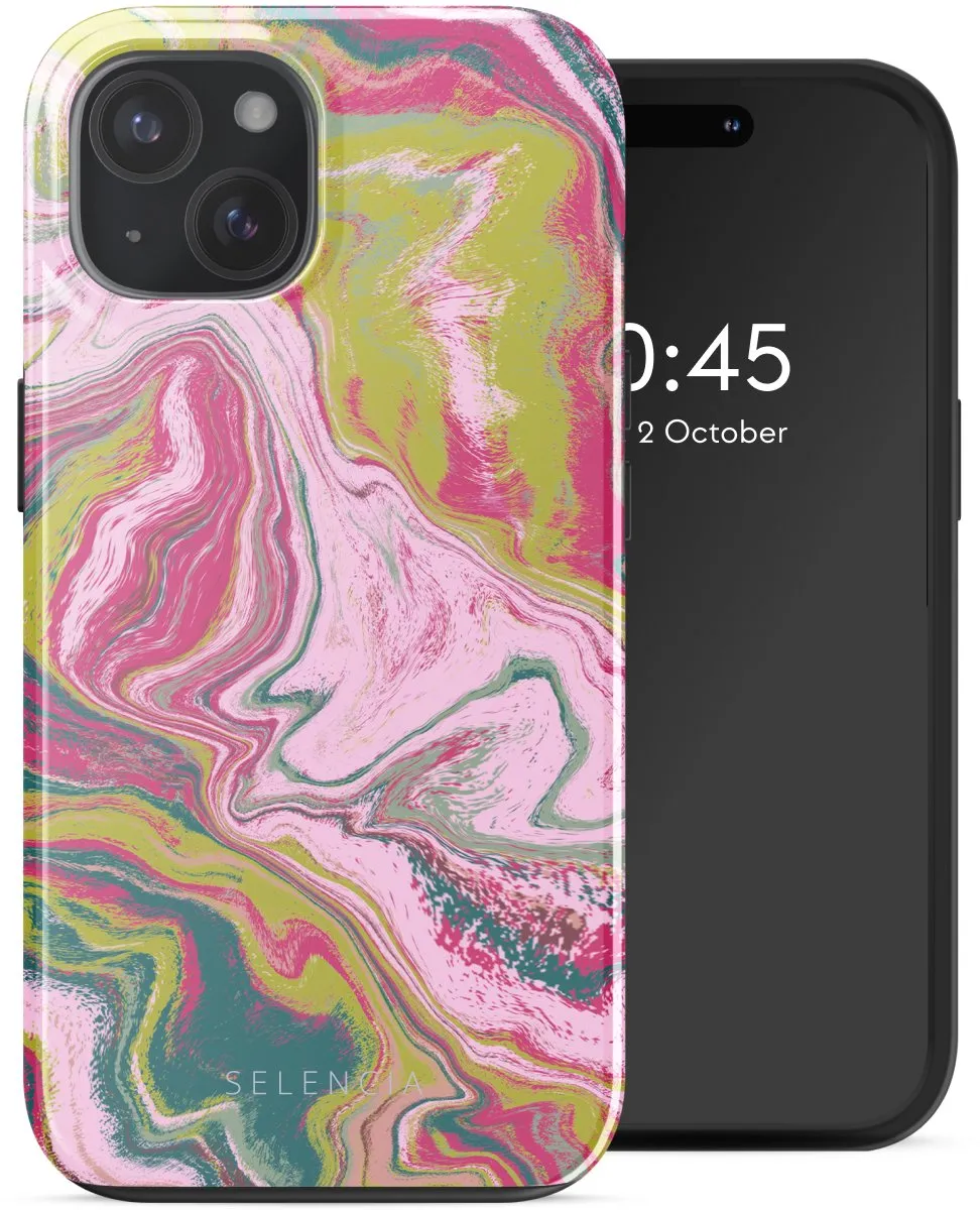 Selencia Hoesje iPhone 15 - Marble Pink - MagSafe