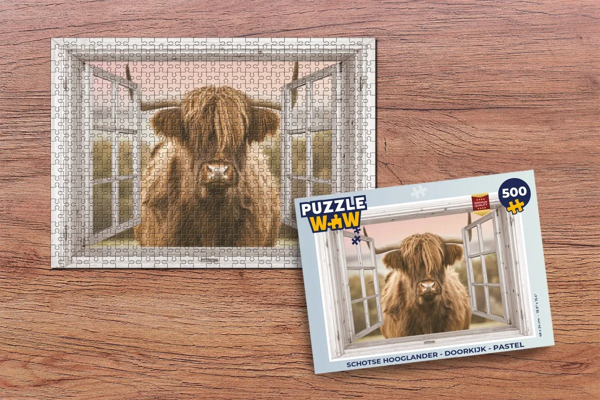 PuzzleWow Schotse Hooglander Legpuzzel 500 Stuks - Multicolor