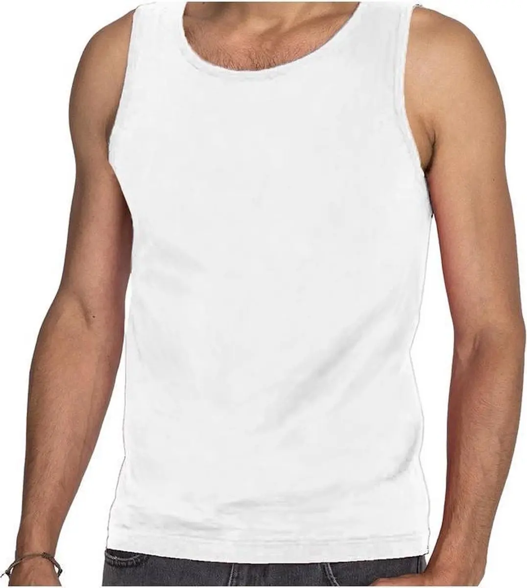 Set van 2x stuks witte tanktop / hemdje voor heren