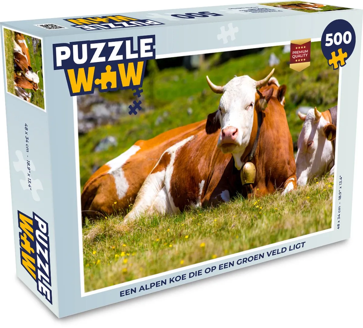 PuzzleWow Legpuzzel Koeien Bloemen Alpen 500 Stuks - Multicolor