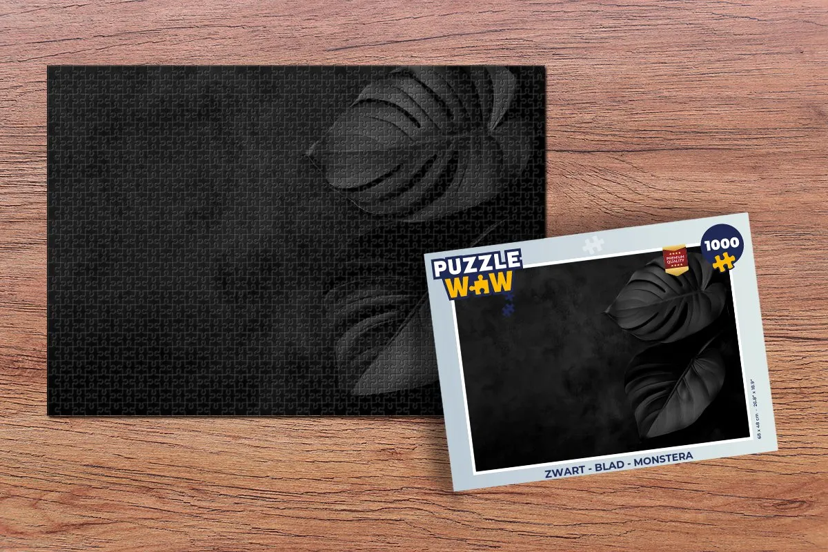 PuzzleWow Monstera Legpuzzel 1000 Stuks - Zwart