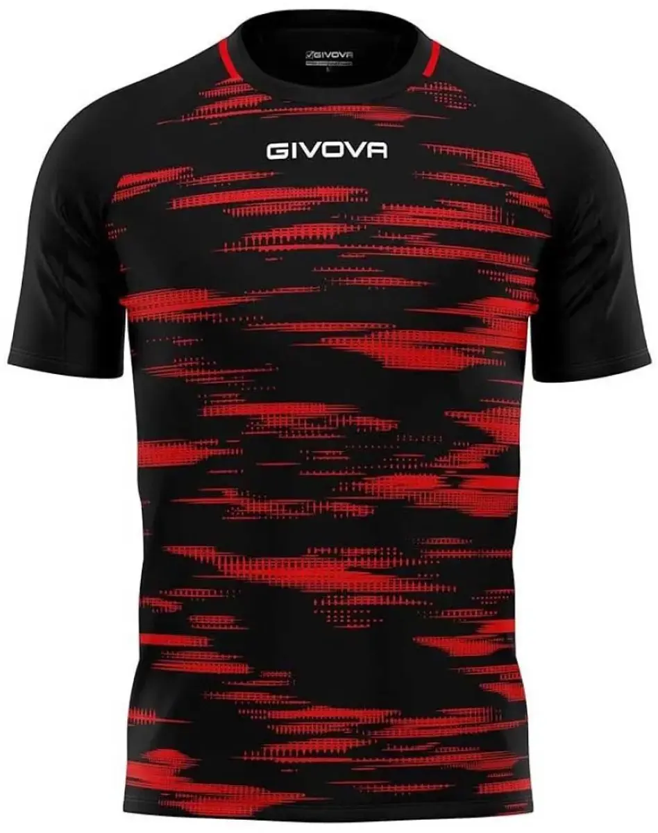 Givova Pixel T-shirt - Zwart Rood - L