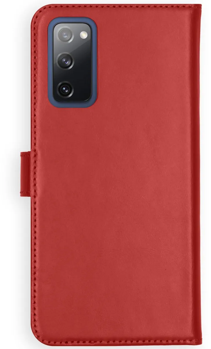Selencia Hoesje Samsung Galaxy S20 FE - Rood Lederen Bookcase - 3 Pasjes