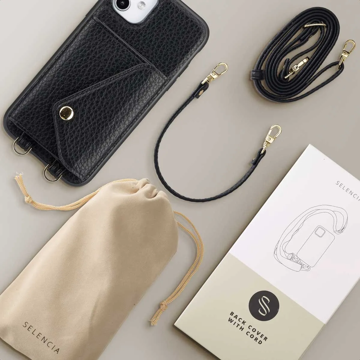 Selencia Hoesje iPhone 11 - Zwart - 3 Pasjes - afbeelding 6 van 6