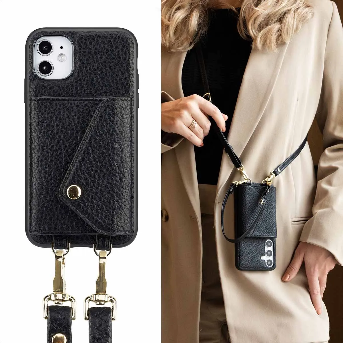 Selencia Hoesje iPhone 11 - Zwart - 3 Pasjes