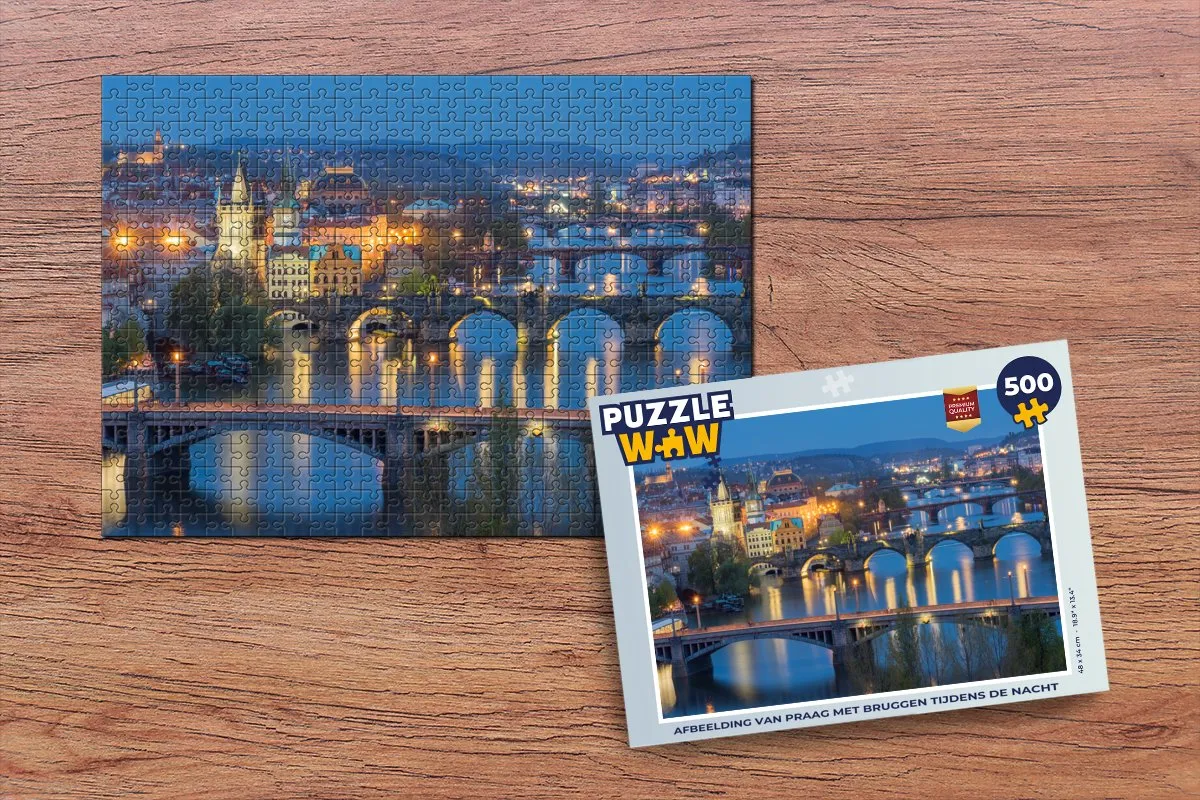 PuzzleWow Praag Bruggen Legpuzzel 500 Stuks - Multicolor