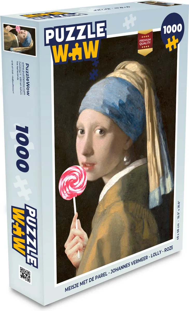 PuzzleWow Meisje met de Parel Legpuzzel 1000 Stuks