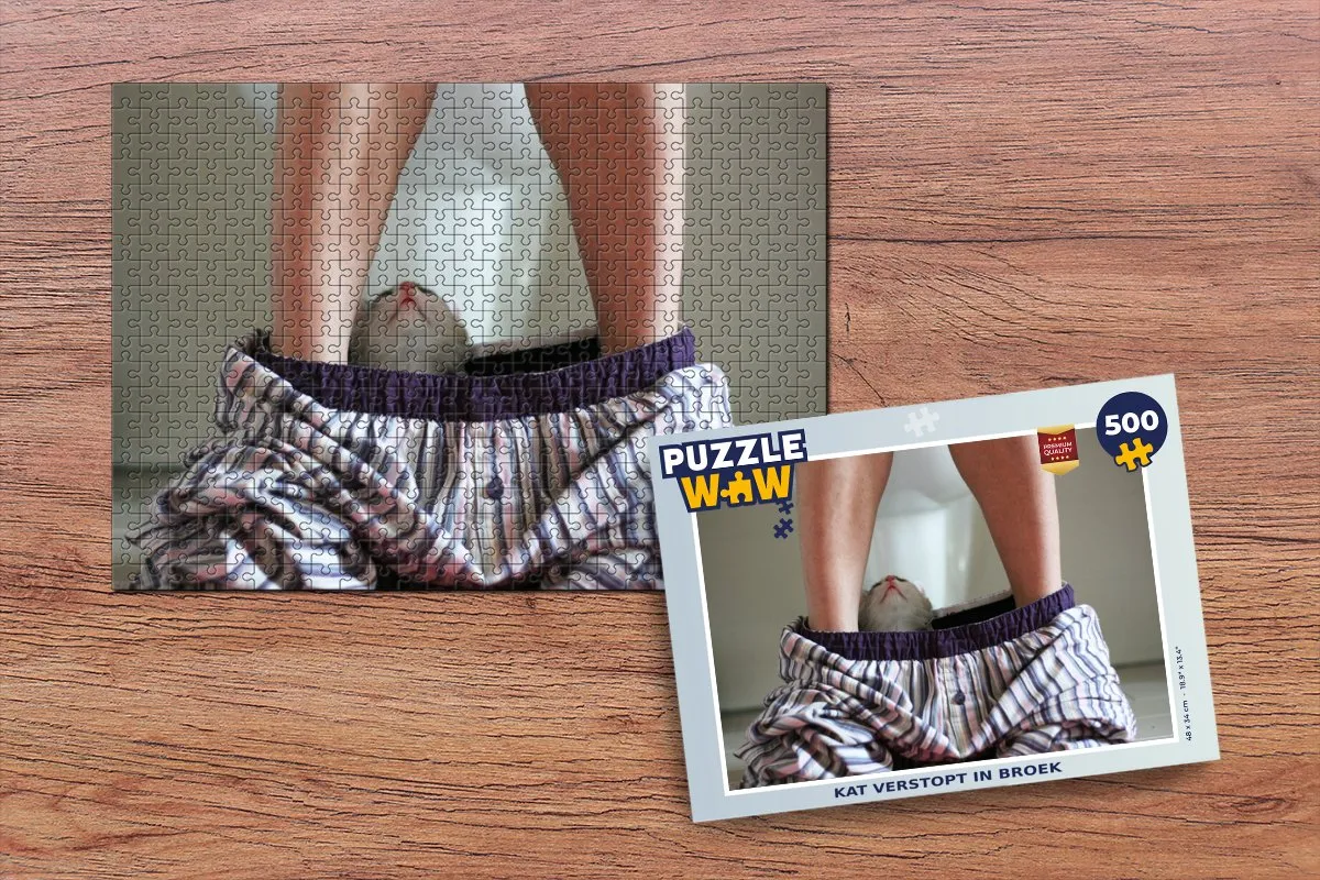 PuzzleWow Kat Broek Toilet Legpuzzel 500 Stuks - Multicolor