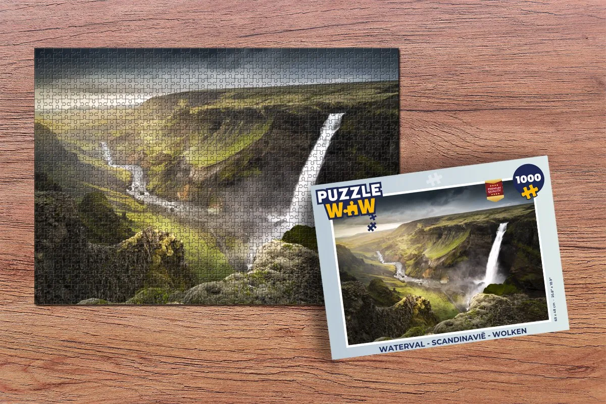 PuzzleWow Waterval Scandinavië Legpuzzel 1000 Stuks - Multicolor