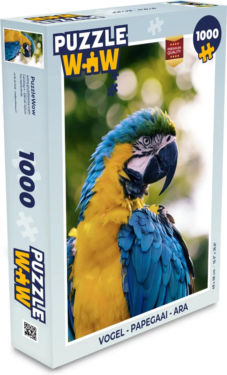 PuzzleWow Vogel Legpuzzel Ara 1000 Stuks - Multicolor