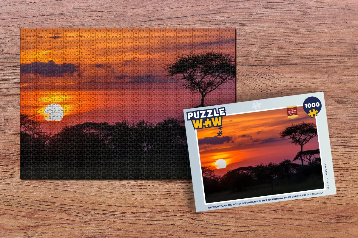 PuzzleWow Legpuzzel Serengeti Zonsondergang 1000 Stuks