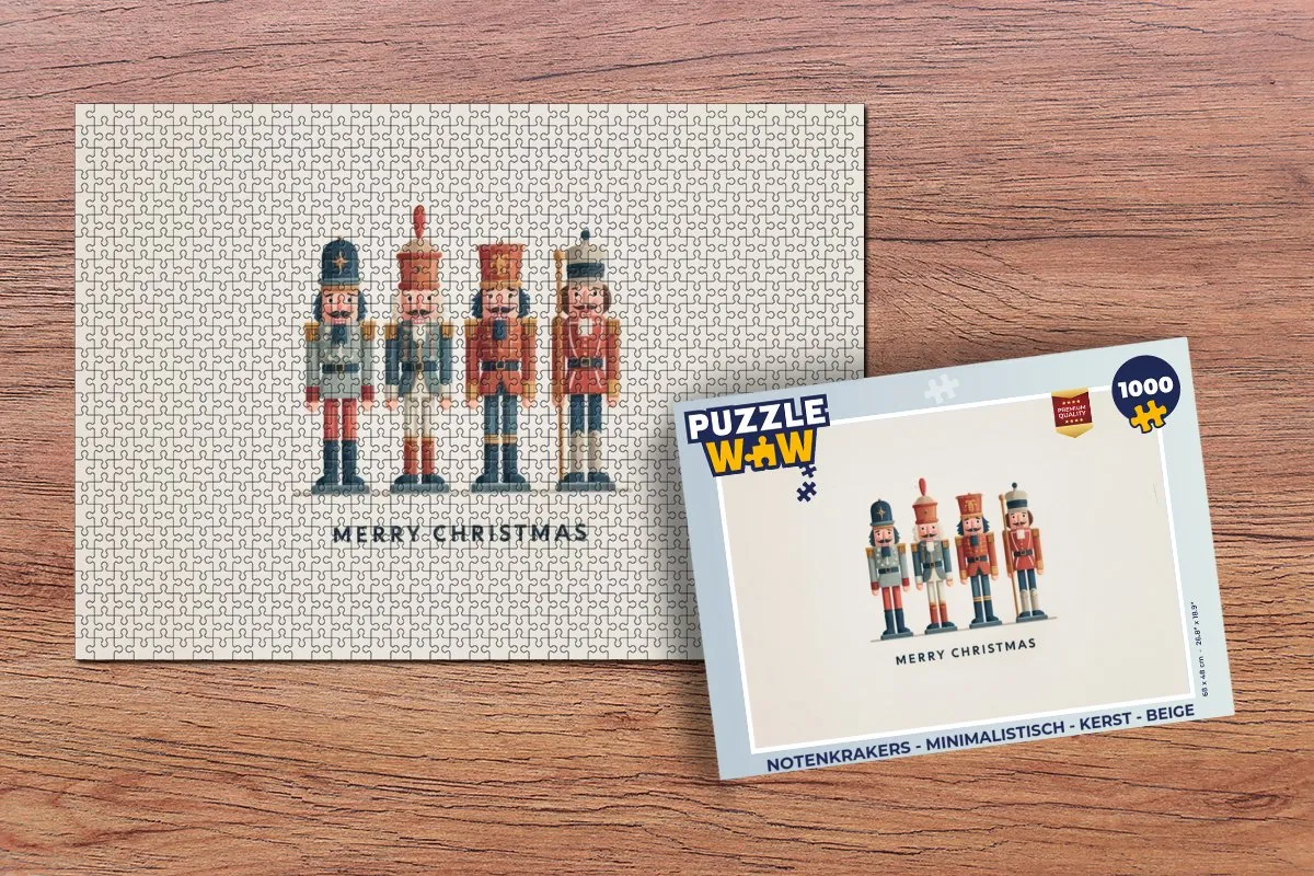 PuzzleWow Notenkrakers Minimalistisch Kerst Beige - 1000 Stuks