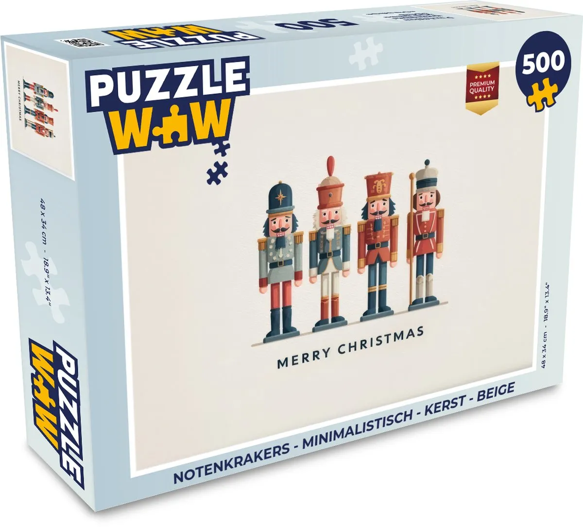 PuzzleWow Notenkrakers Minimalistisch Kerst Beige - 1000 Stuks