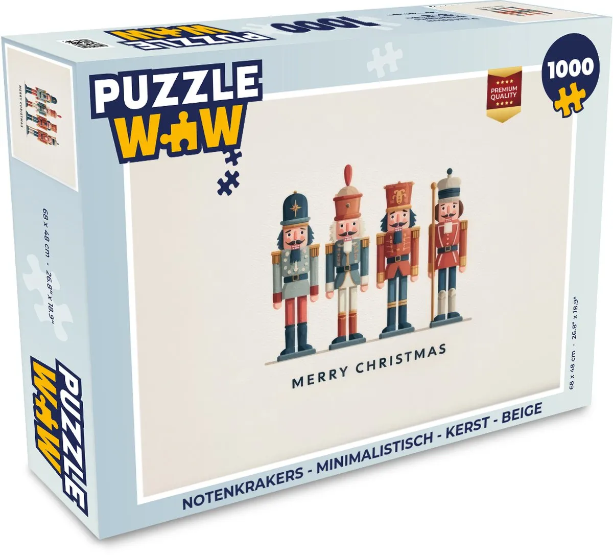 PuzzleWow Notenkrakers Minimalistisch Kerst Beige - 1000 Stuks