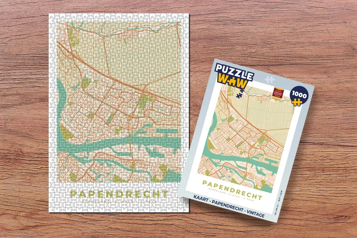 PuzzleWow Legpuzzel Papendrecht Vintage 1000 Stuks - Multicolor