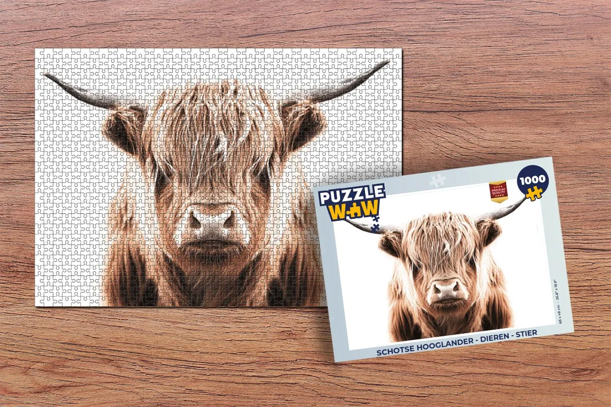 PuzzleWow Schotse Hooglander Legpuzzel 1000 Stuks - Multicolor