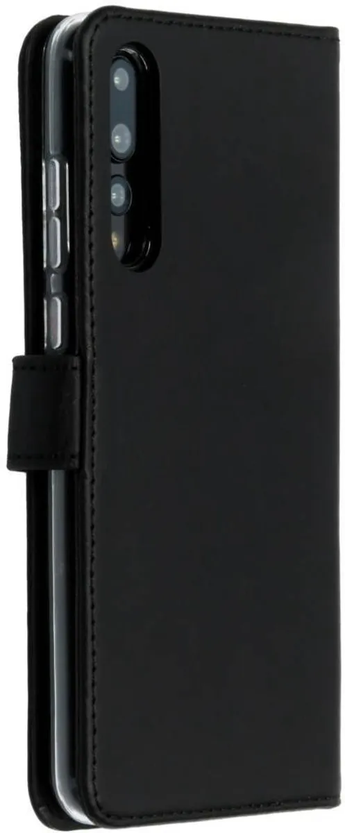 Selencia Hoesje Huawei P20 Pro - Echt Lederen Bookcase 3 Pasjes - Zwart