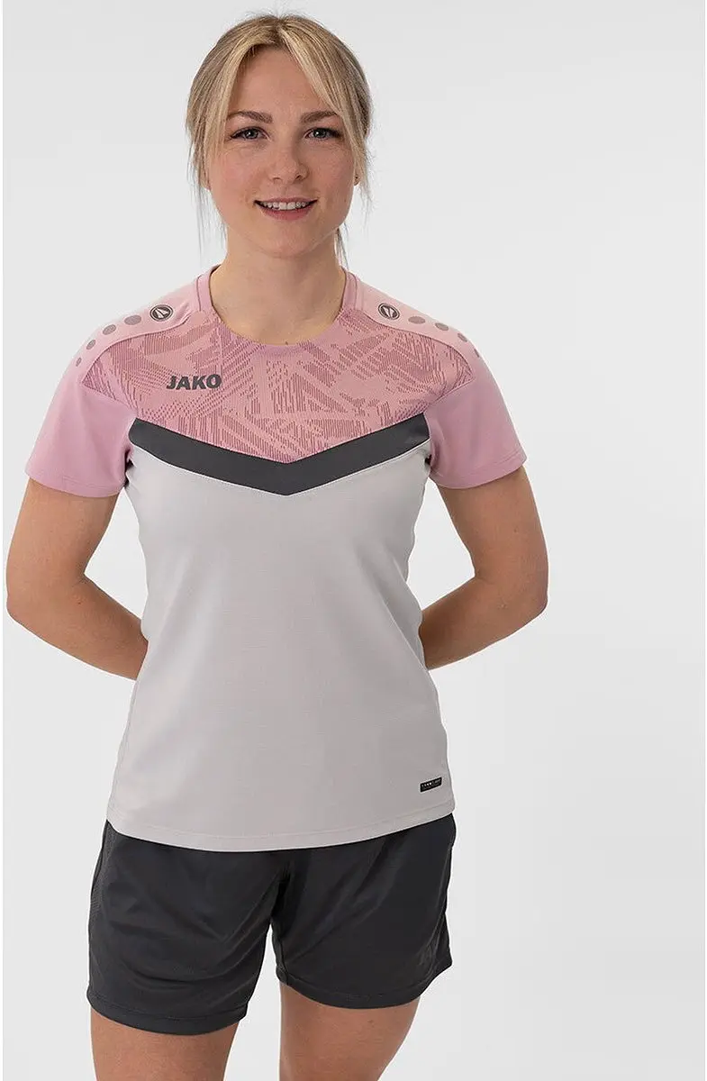 Jako Iconic T-Shirt Dames - Zachtgrijs/Rose - Maat 34 - afbeelding 6 van 6