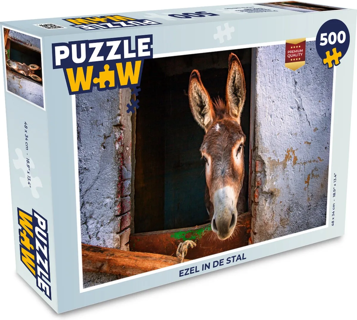 PuzzleWow Puzzel Ezel in de Stal Legpuzzel 500 Stuks