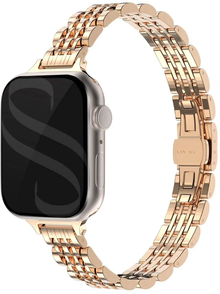 Slim Steel schakel bandje - Geschikt voor Apple Watch 1, 2, 3, 4, 5, 6, 7, 8, 9, 10, 11 (42 mm), SE - 38/40/41 mm - Rosé goud