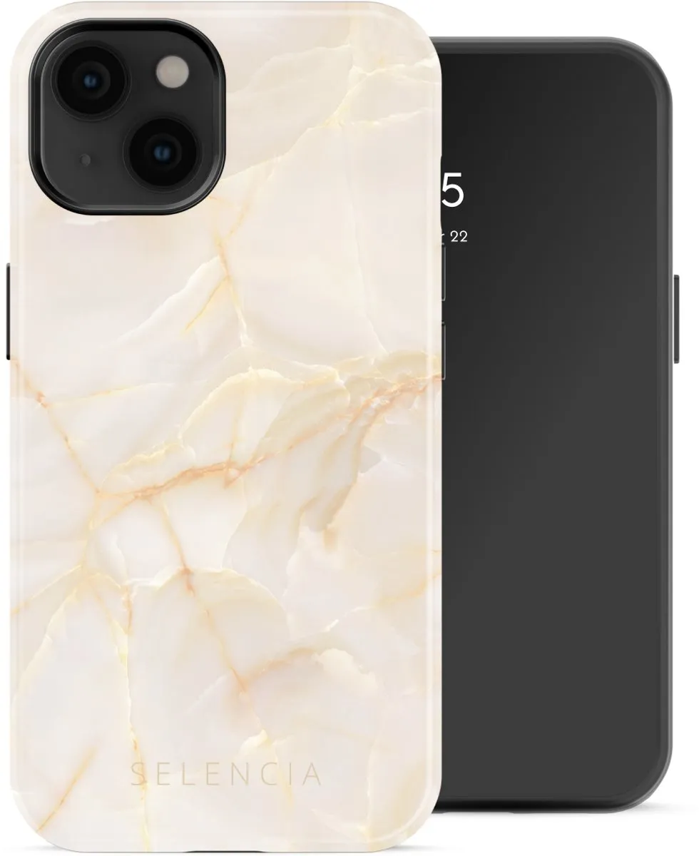 Selencia Hoesje iPhone 14 Golden Beige Marble