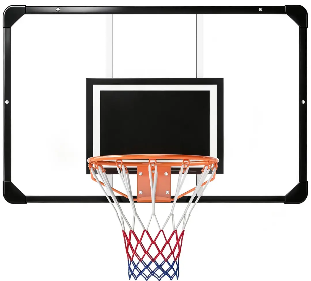 SPORTNOW-Basketbalring-PC-113x61x73cm-Zwart, Transparant, Oranje