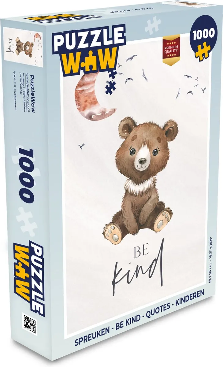 PuzzleWow Be Kind Teddybeer Legpuzzel 1000 Stuks