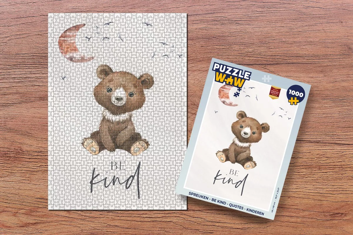 PuzzleWow Be Kind Teddybeer Legpuzzel 1000 Stuks - Multicolor