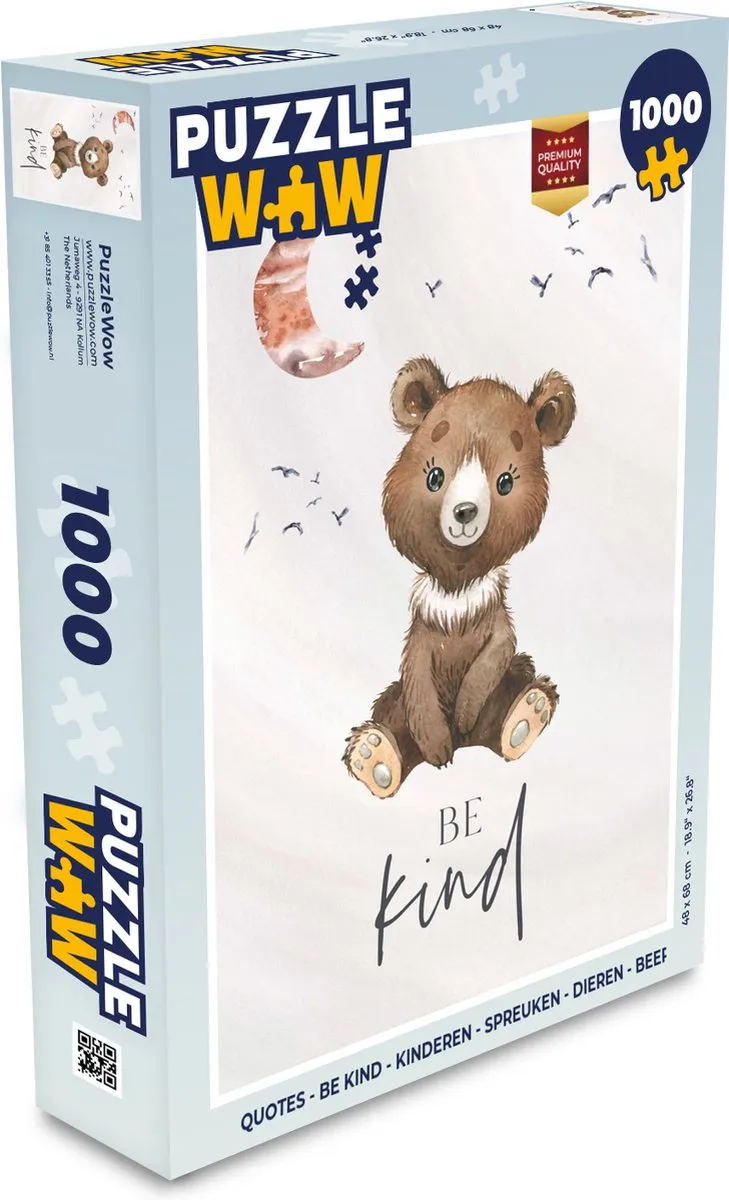 PuzzleWow Be Kind Teddybeer Legpuzzel 1000 Stuks - Multicolor