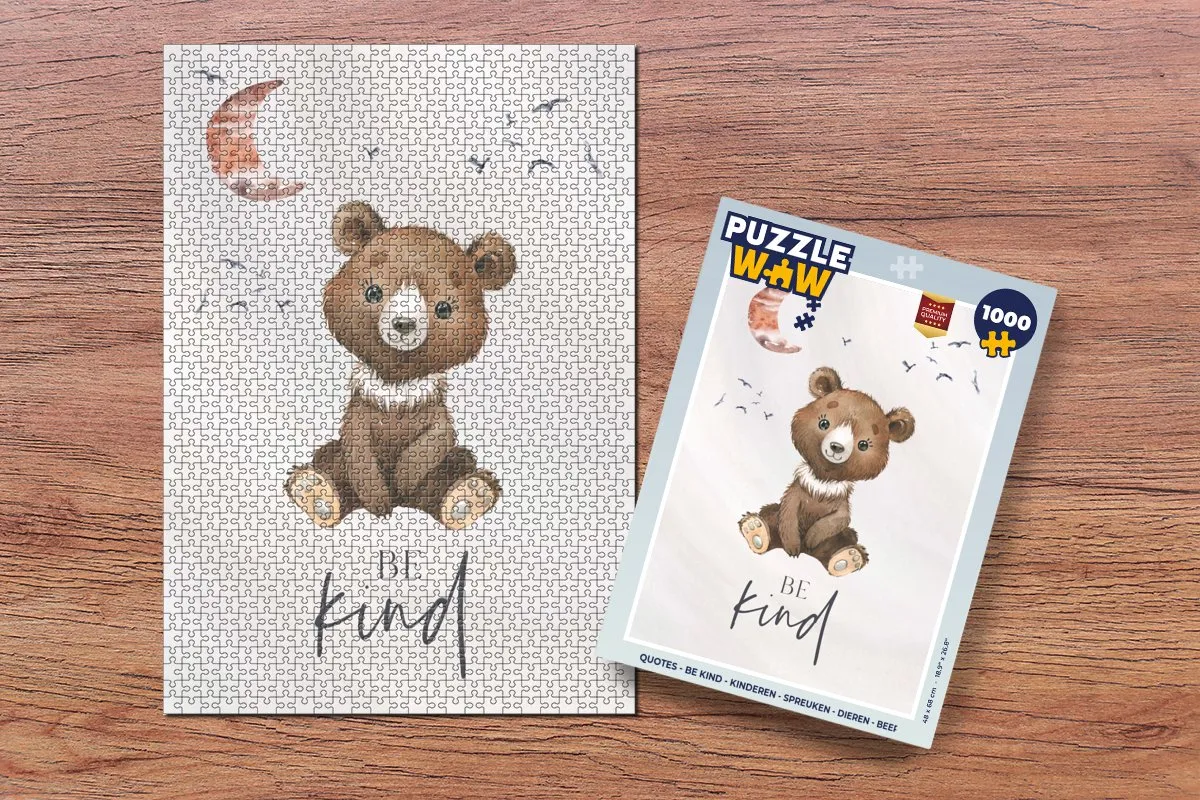 PuzzleWow Be Kind Teddybeer Legpuzzel 1000 Stuks - Multicolor