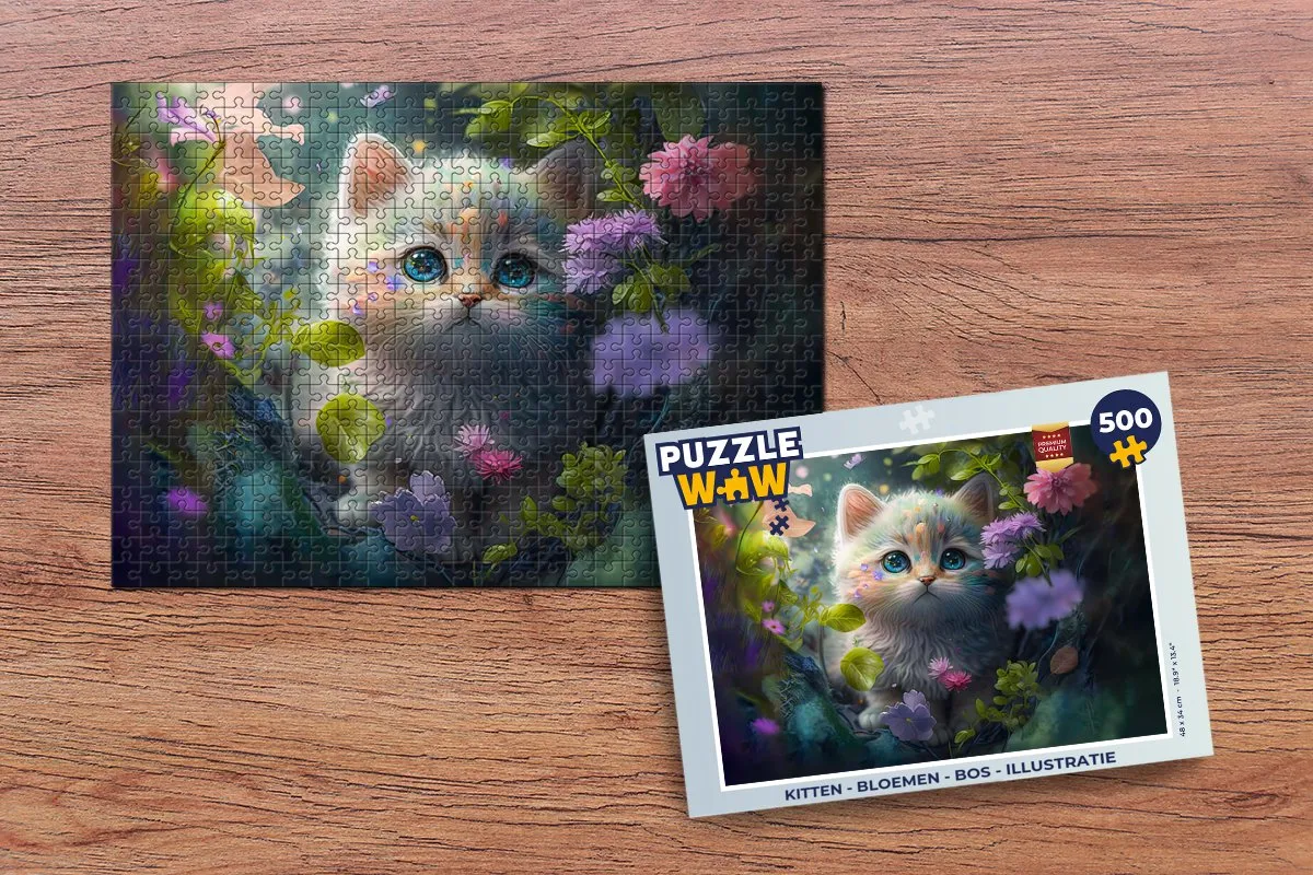 PuzzleWow Kitten Bloemen Bos Legpuzzel 500 Stuks - Multicolor