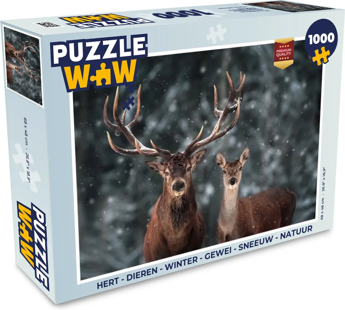 PuzzleWow Hert Dieren Winter Legpuzzel 1000 Stuks