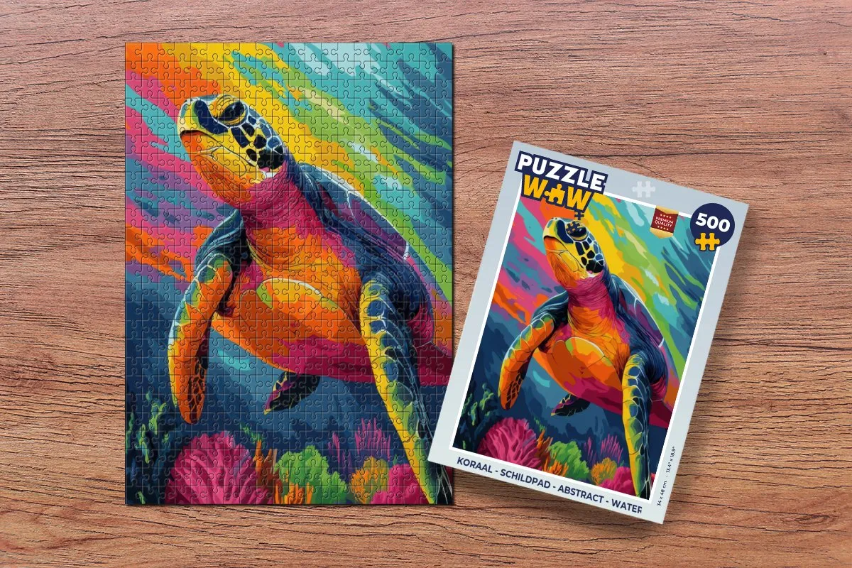 PuzzleWow Koraal Schildpad Abstract Legpuzzel 500 Stuks