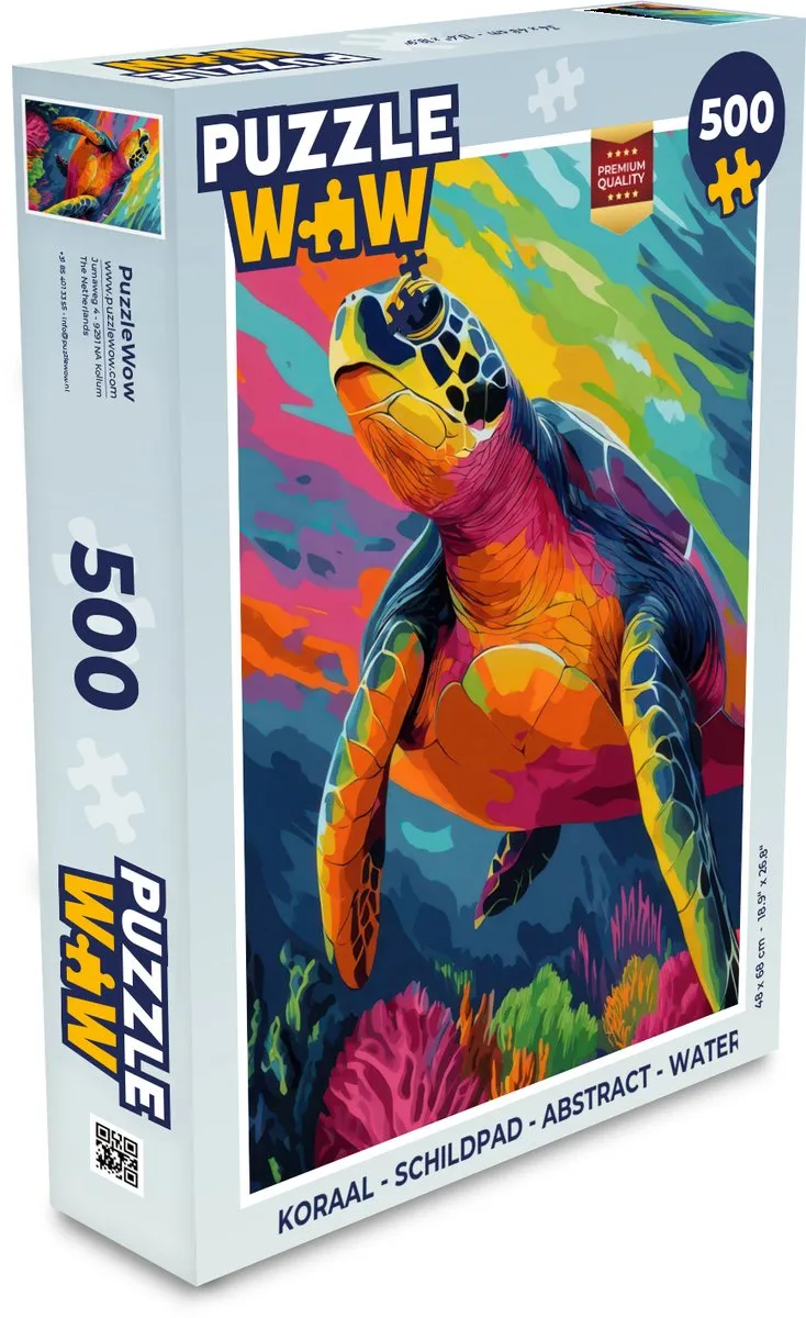 PuzzleWow Koraal Schildpad Abstract Legpuzzel 500 Stuks