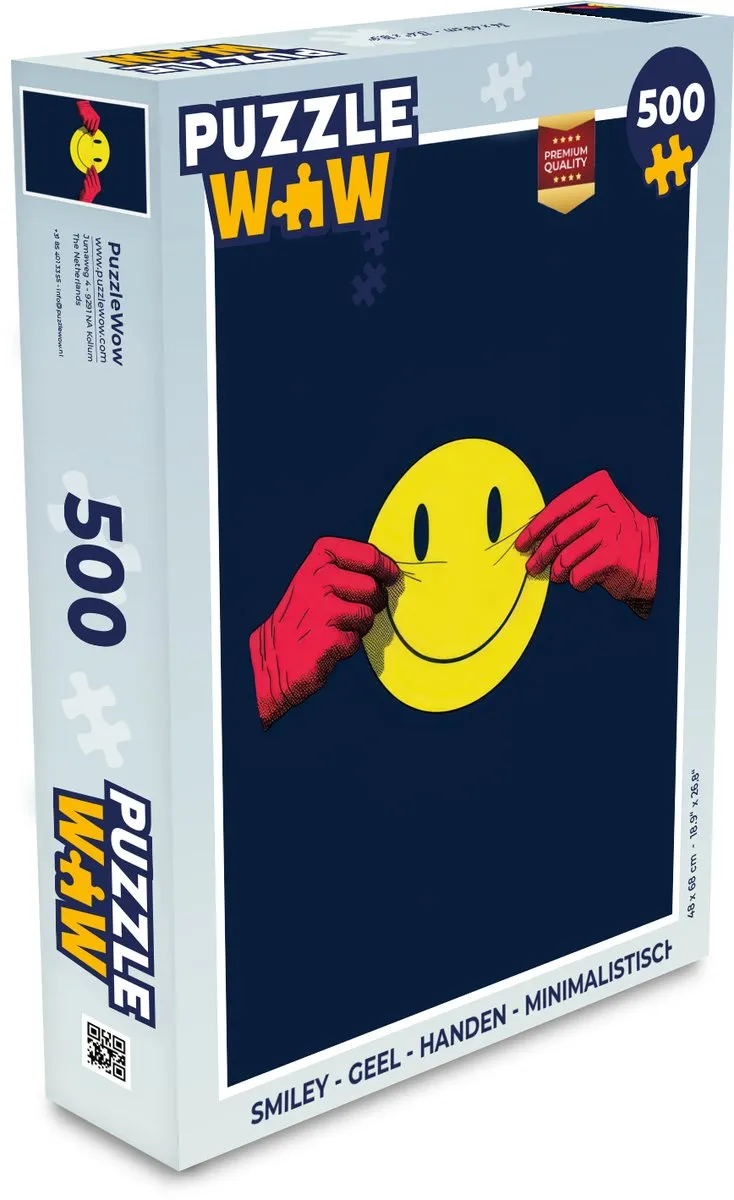 PuzzleWow Smiley Handen Legpuzzel 500 Stuks - Geel