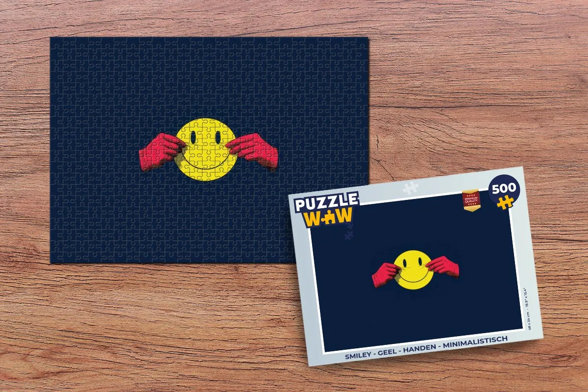 PuzzleWow Smiley Handen Legpuzzel 500 Stuks - Geel