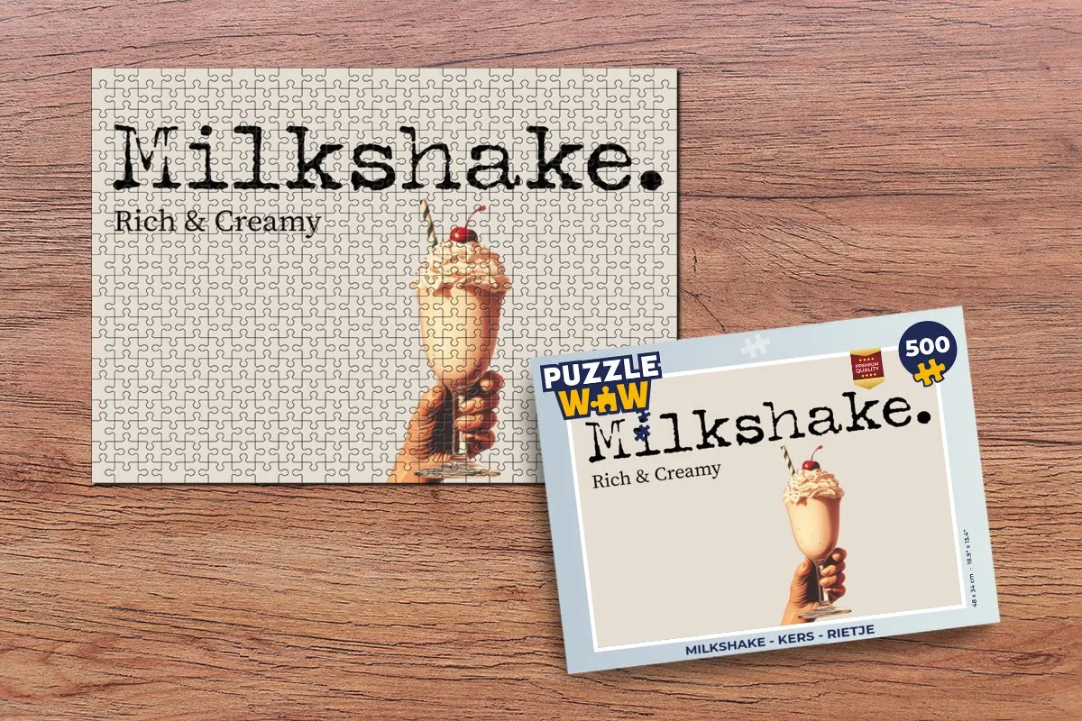 PuzzleWow Milkshake Legpuzzel 500 Stuks - Kers met Rietje