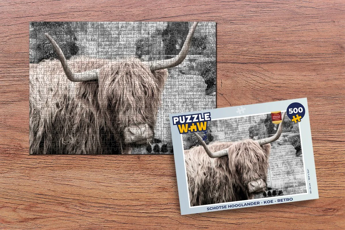 PuzzleWow Schotse Hooglander Legpuzzel 500 Stuks - Multicolor